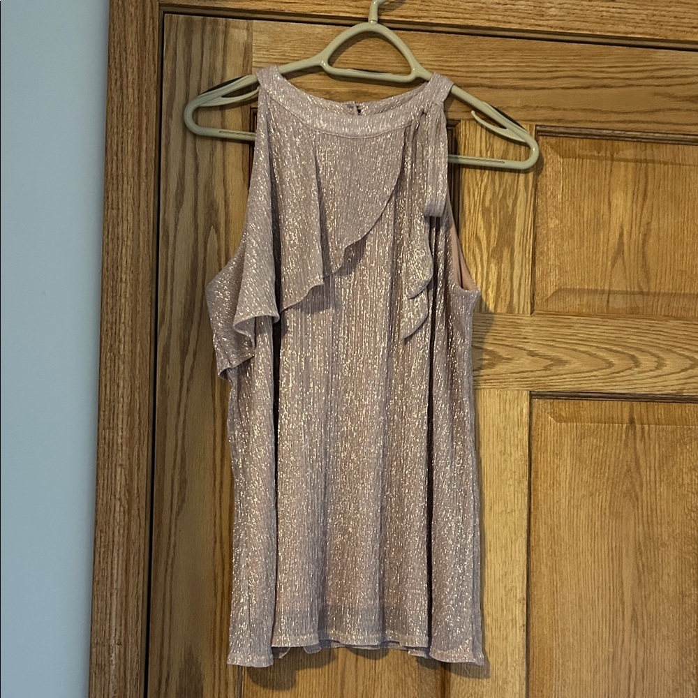 Nine West Metallic Cold Shoulder Tank Top